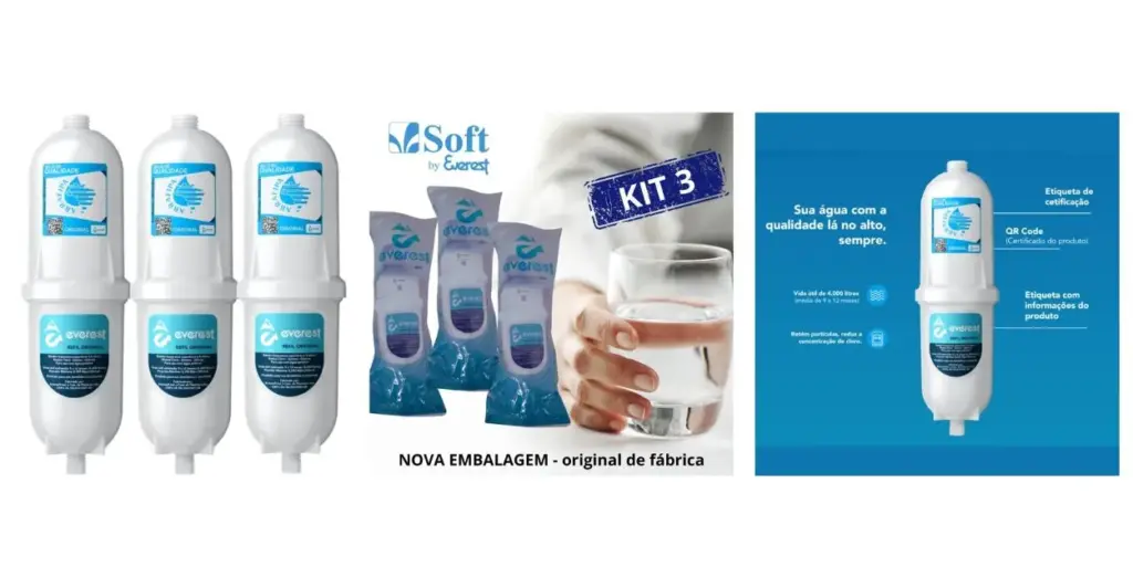 Kit de filtro Soft com refil e suporte em fundo branco