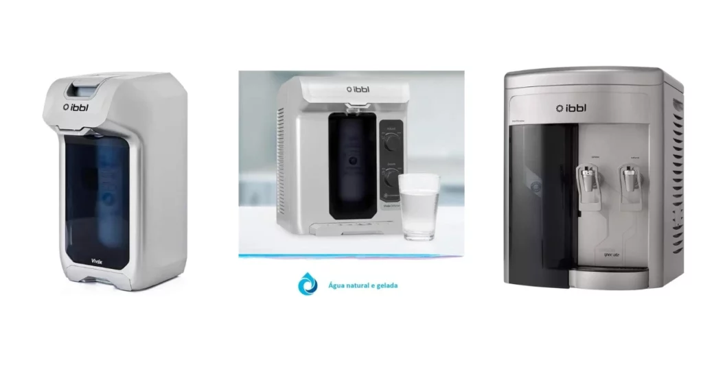 Purificador de água IBBL Viváx instalado em cozinha residencial moderna, destacando design compacto, torneira e sistema de filtragem